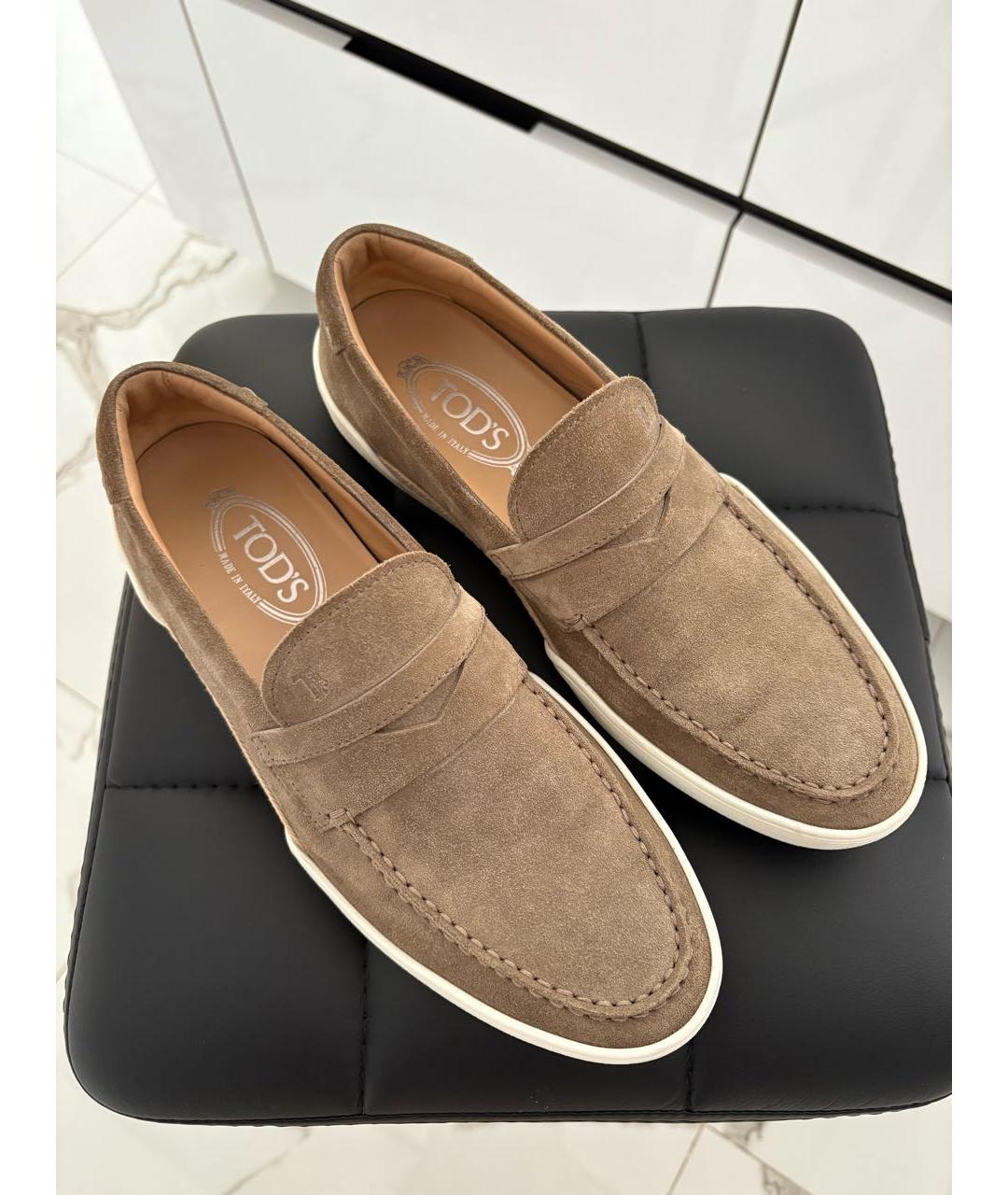 TOD'S Бежевые замшевые лоферы, фото 2