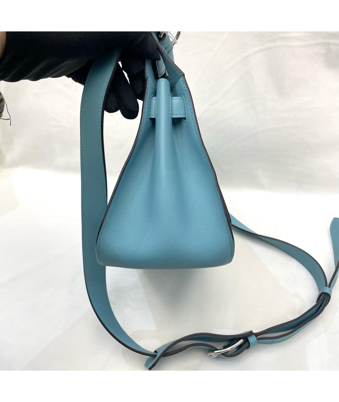 HERMES Голубая кожаная сумка через плечо, фото 5