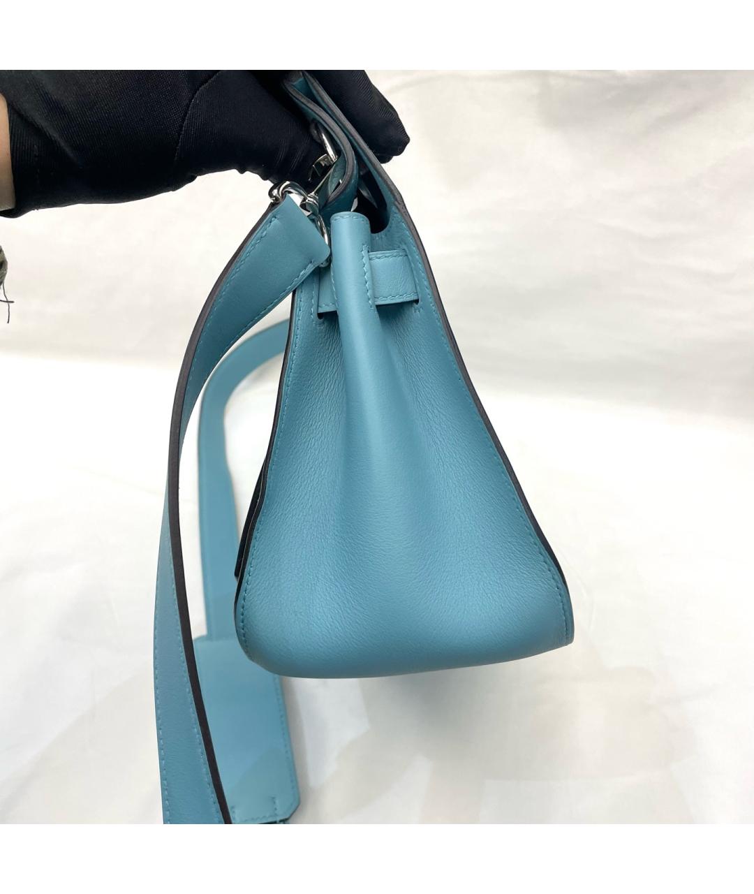 HERMES Голубая кожаная сумка через плечо, фото 6