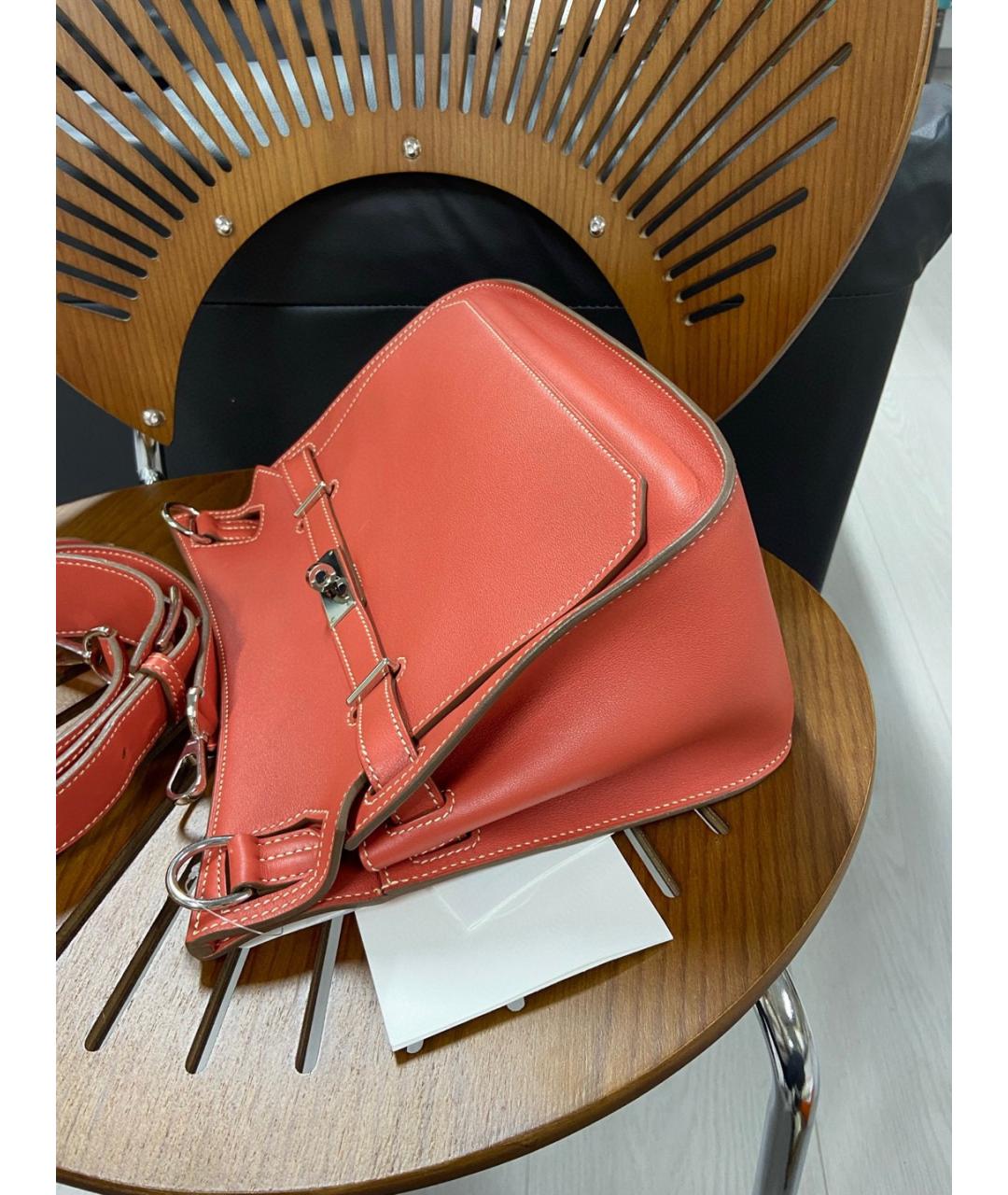 HERMES Коралловая кожаная сумка через плечо, фото 4