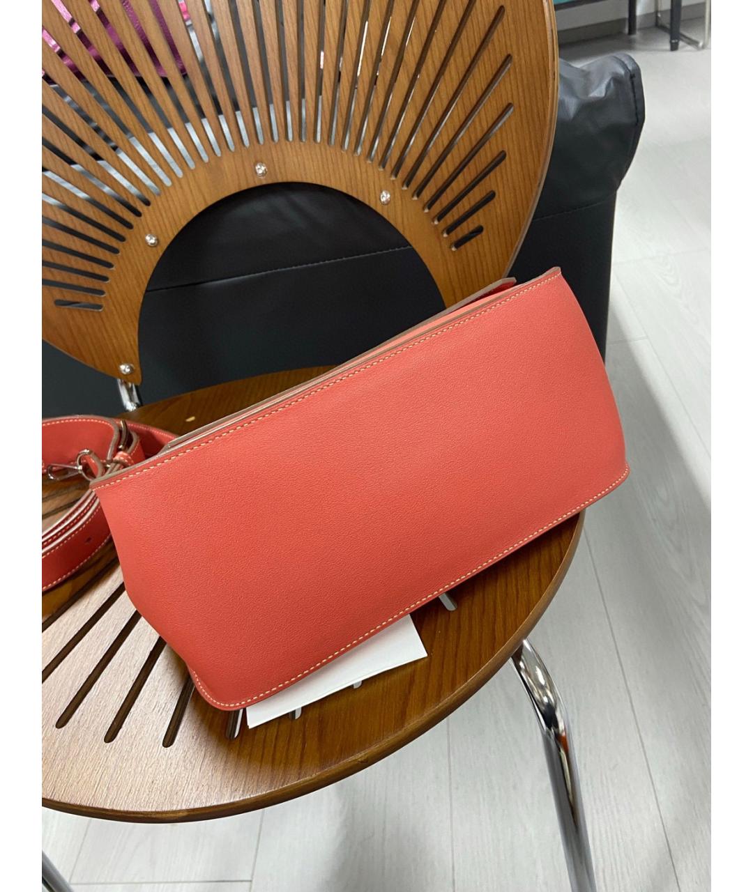 HERMES Коралловая кожаная сумка через плечо, фото 5