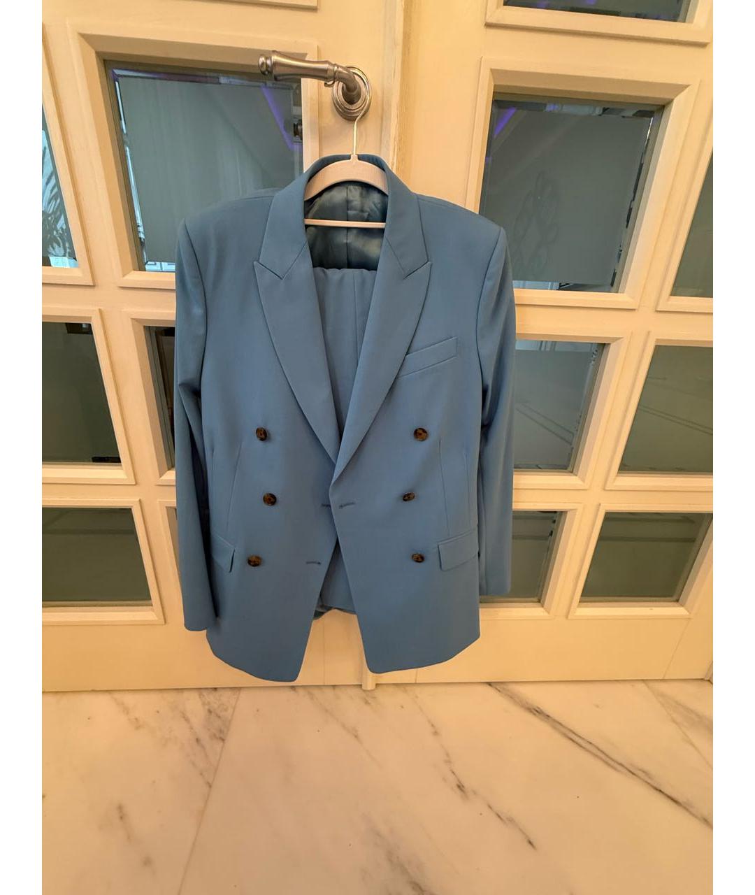 PAUL SMITH Голубой шерстяной костюм с брюками, фото 7