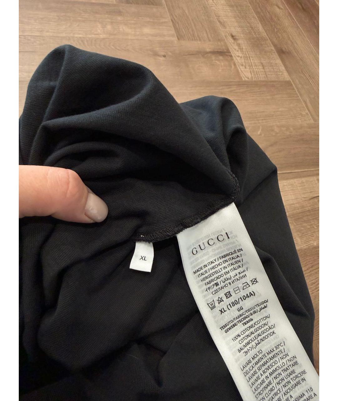 GUCCI Черная хлопковая футболка, фото 5