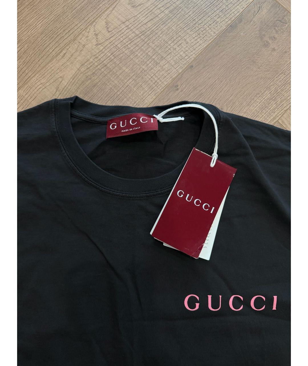 GUCCI Черная хлопковая футболка, фото 3