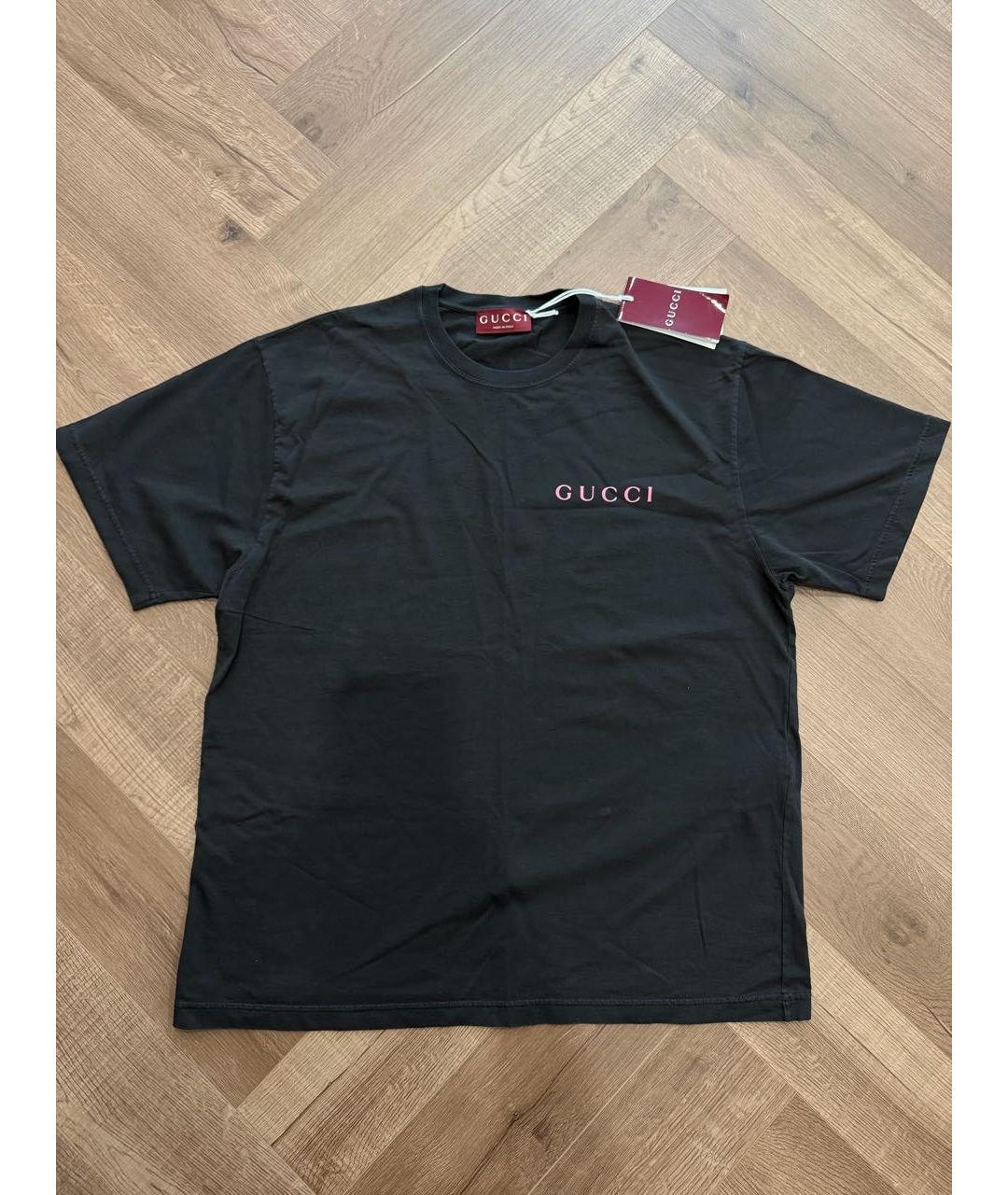 GUCCI Черная хлопковая футболка, фото 6
