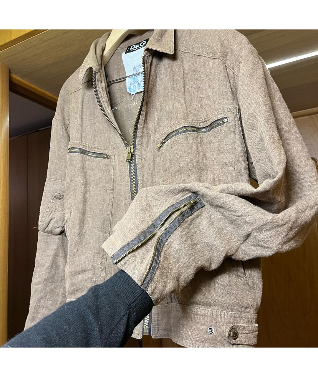 DOLCE&GABBANA Коричневая льняная куртка, фото 2