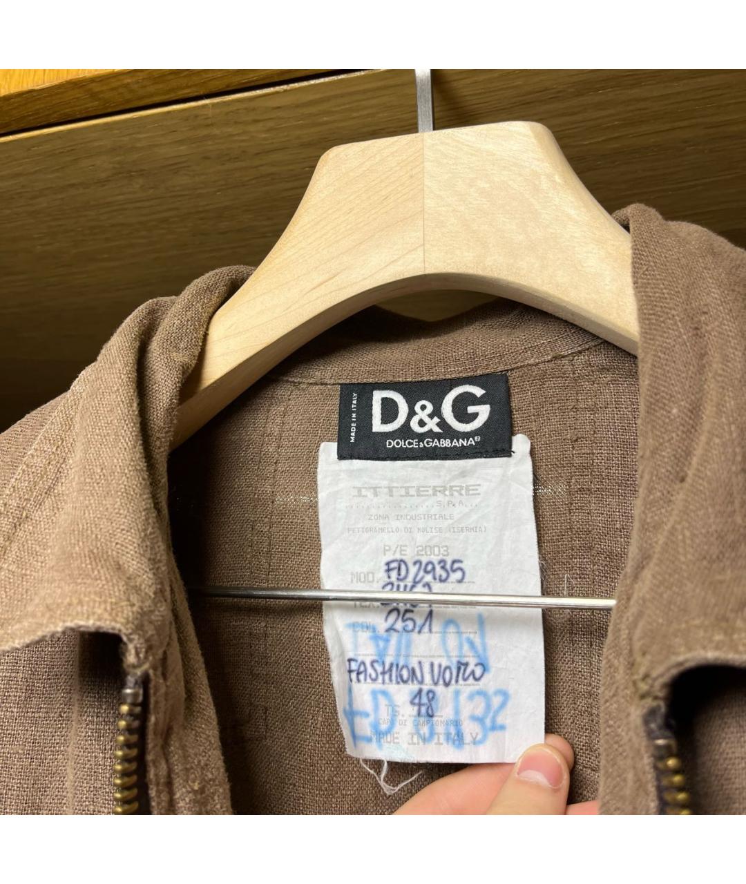 DOLCE&GABBANA Коричневая льняная куртка, фото 5
