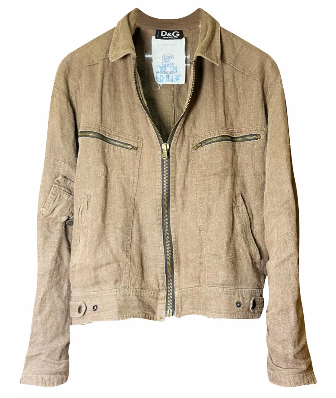 DOLCE&GABBANA Коричневая льняная куртка, фото 1