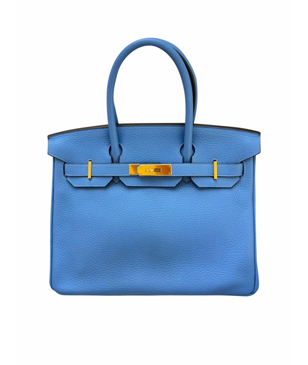 HERMES Синяя кожаная сумка с короткими ручками, фото 1