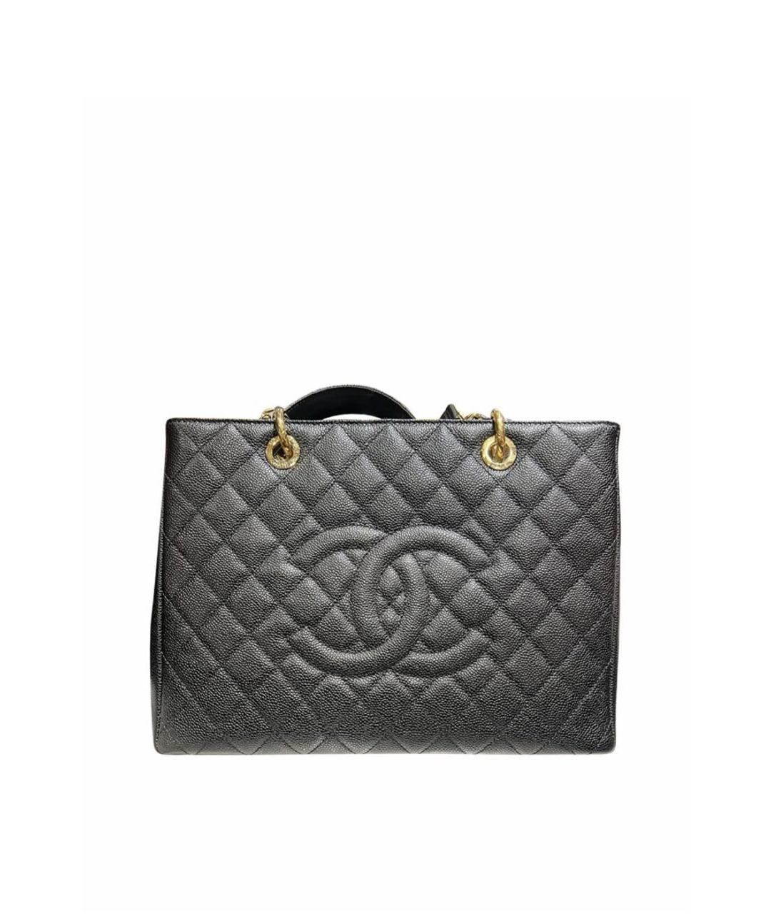 CHANEL Черная кожаная сумка тоут, фото 8