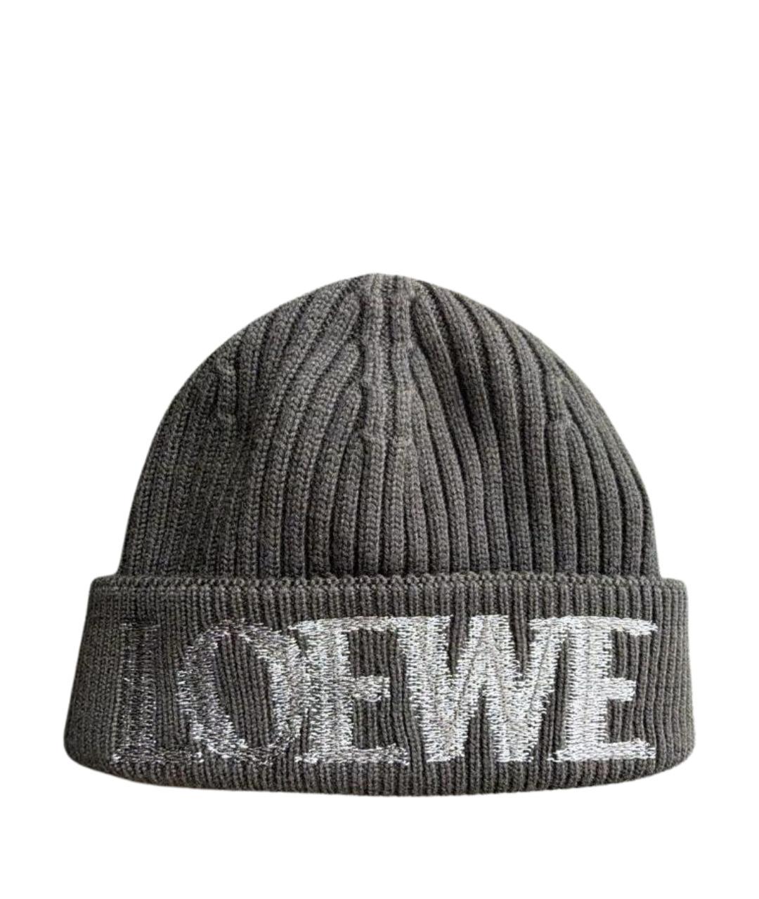 LOEWE Черная шерстяная шапка, фото 1