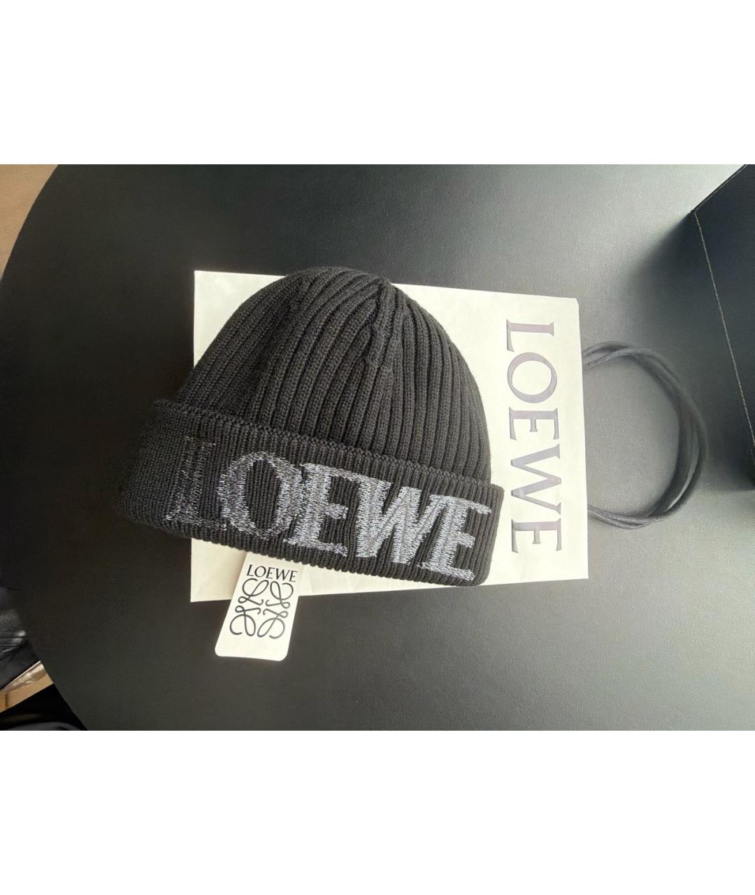 LOEWE Черная шерстяная шапка, фото 5