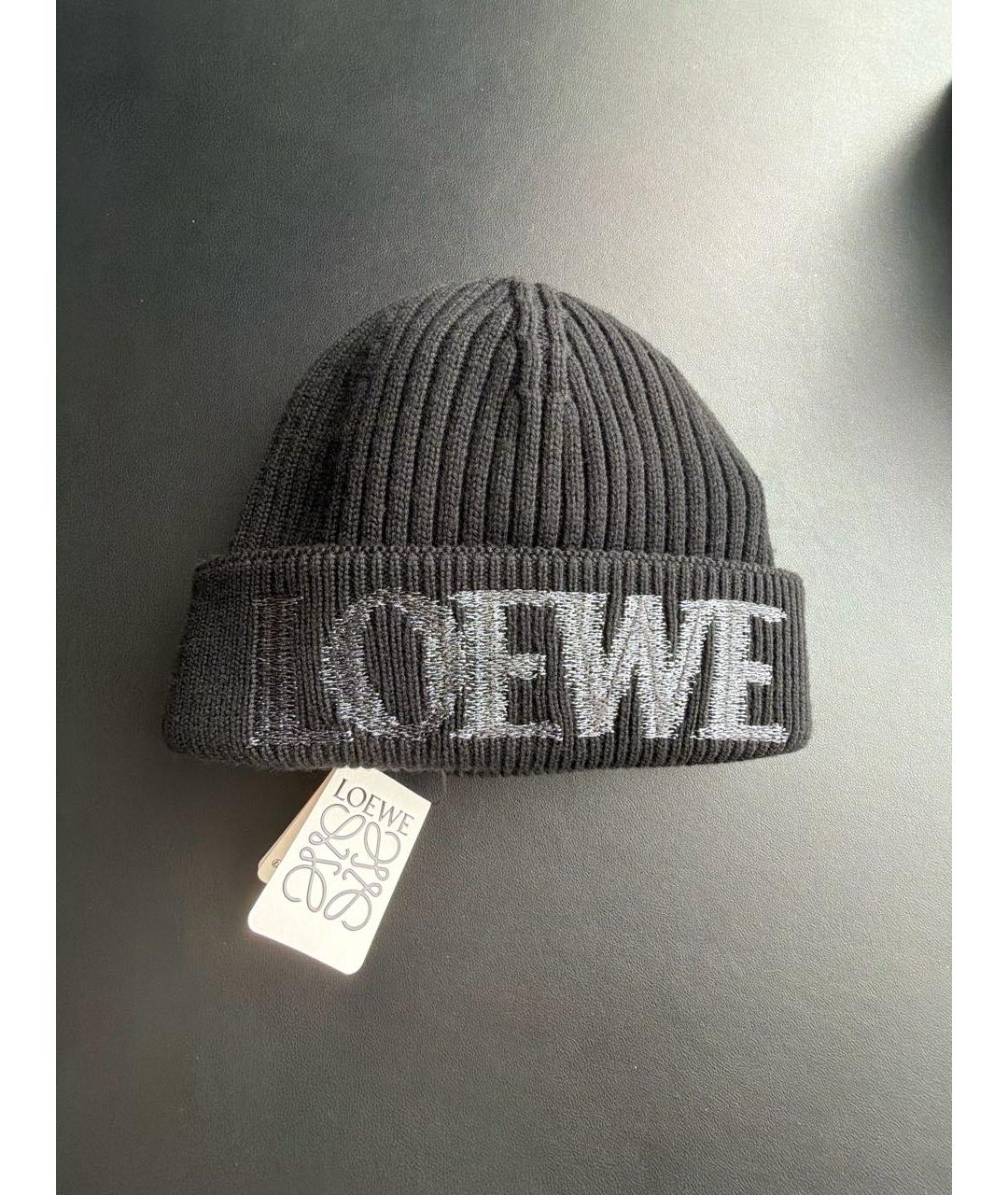 LOEWE Черная шерстяная шапка, фото 3