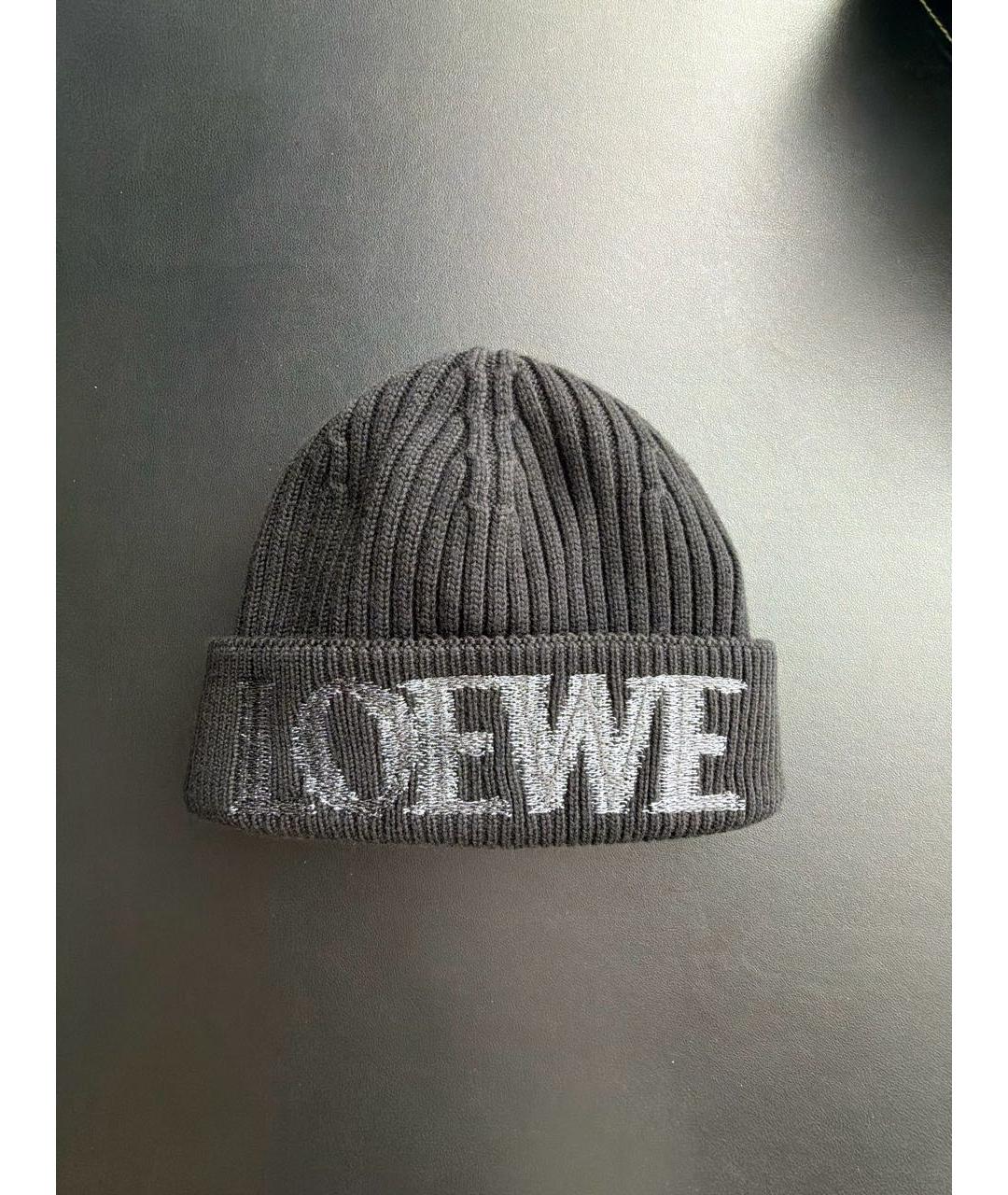 LOEWE Черная шерстяная шапка, фото 6