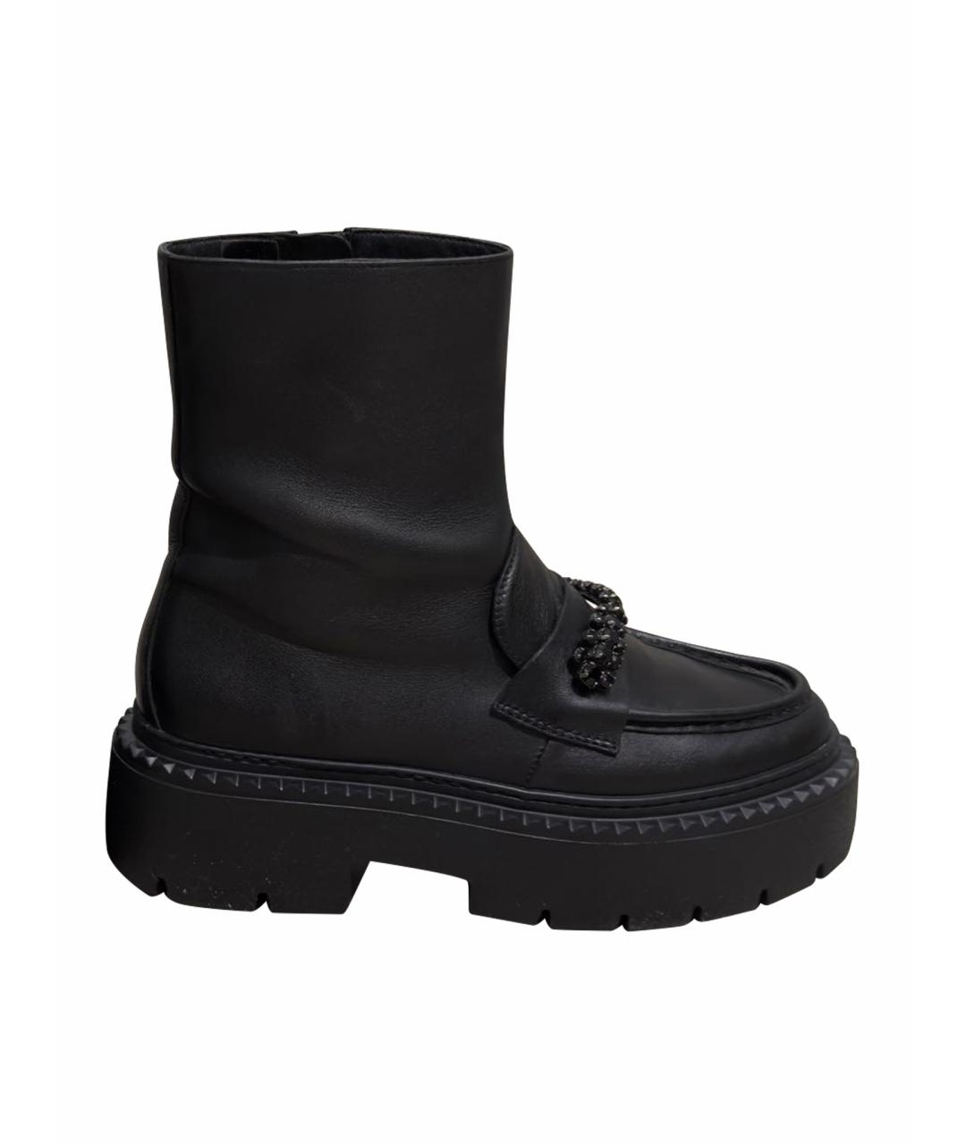 JIMMY CHOO Черные кожаные ботинки, фото 1