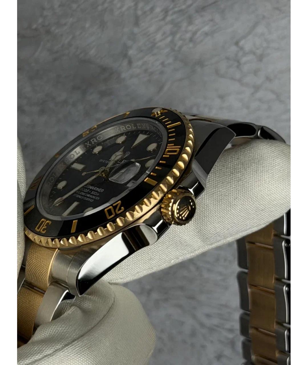 ROLEX Черные часы из желтого золота, фото 3