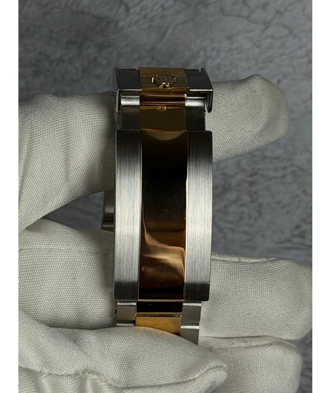 ROLEX Черные часы из желтого золота, фото 6