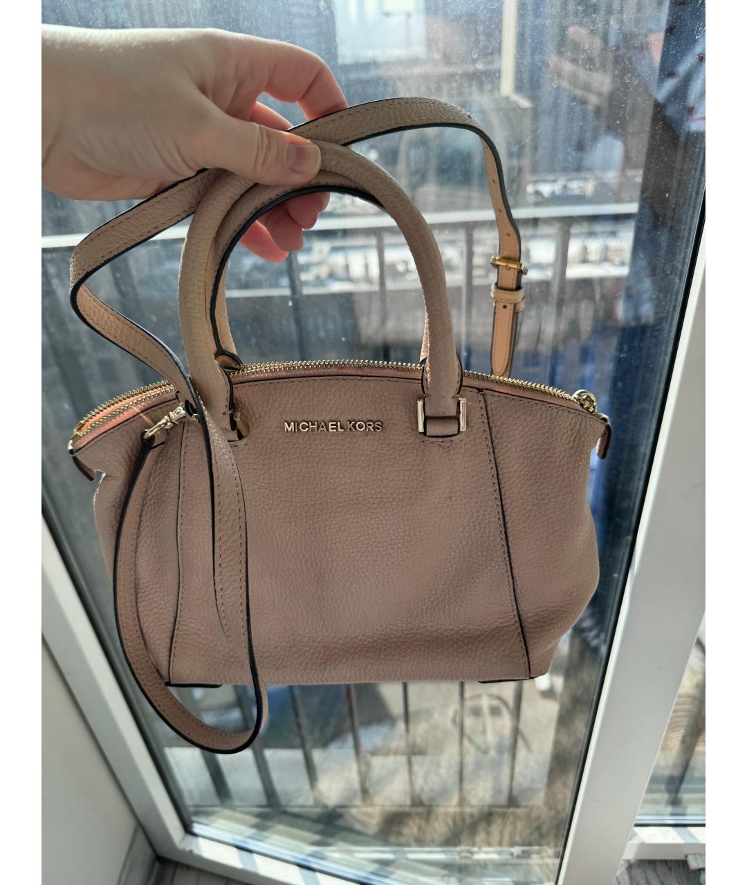 MICHAEL KORS Розовая кожаная сумка с короткими ручками, фото 5