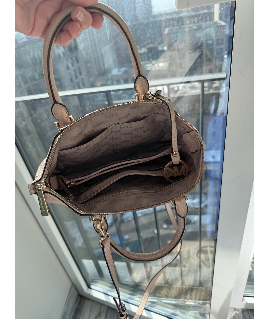 MICHAEL KORS Розовая кожаная сумка с короткими ручками, фото 3