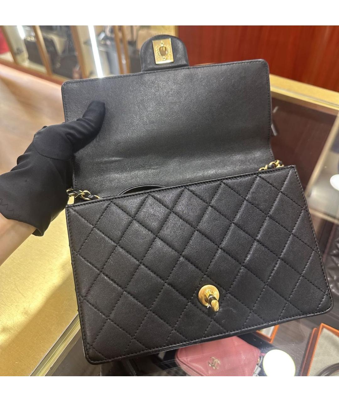 CHANEL Черная кожаная сумка через плечо, фото 4