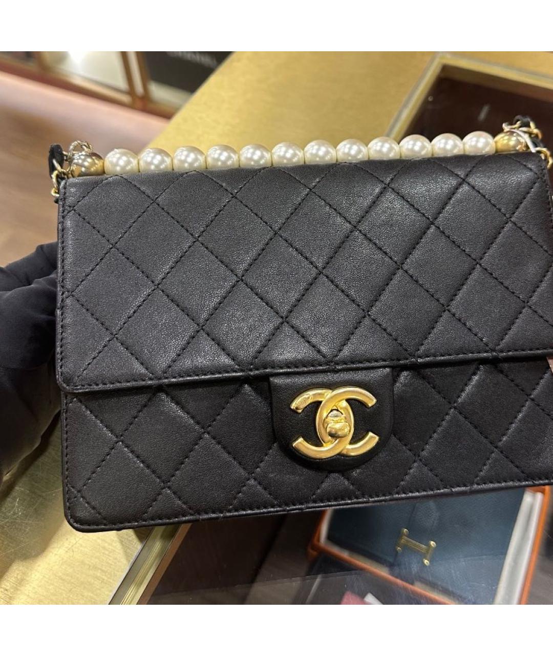 CHANEL Черная кожаная сумка через плечо, фото 7