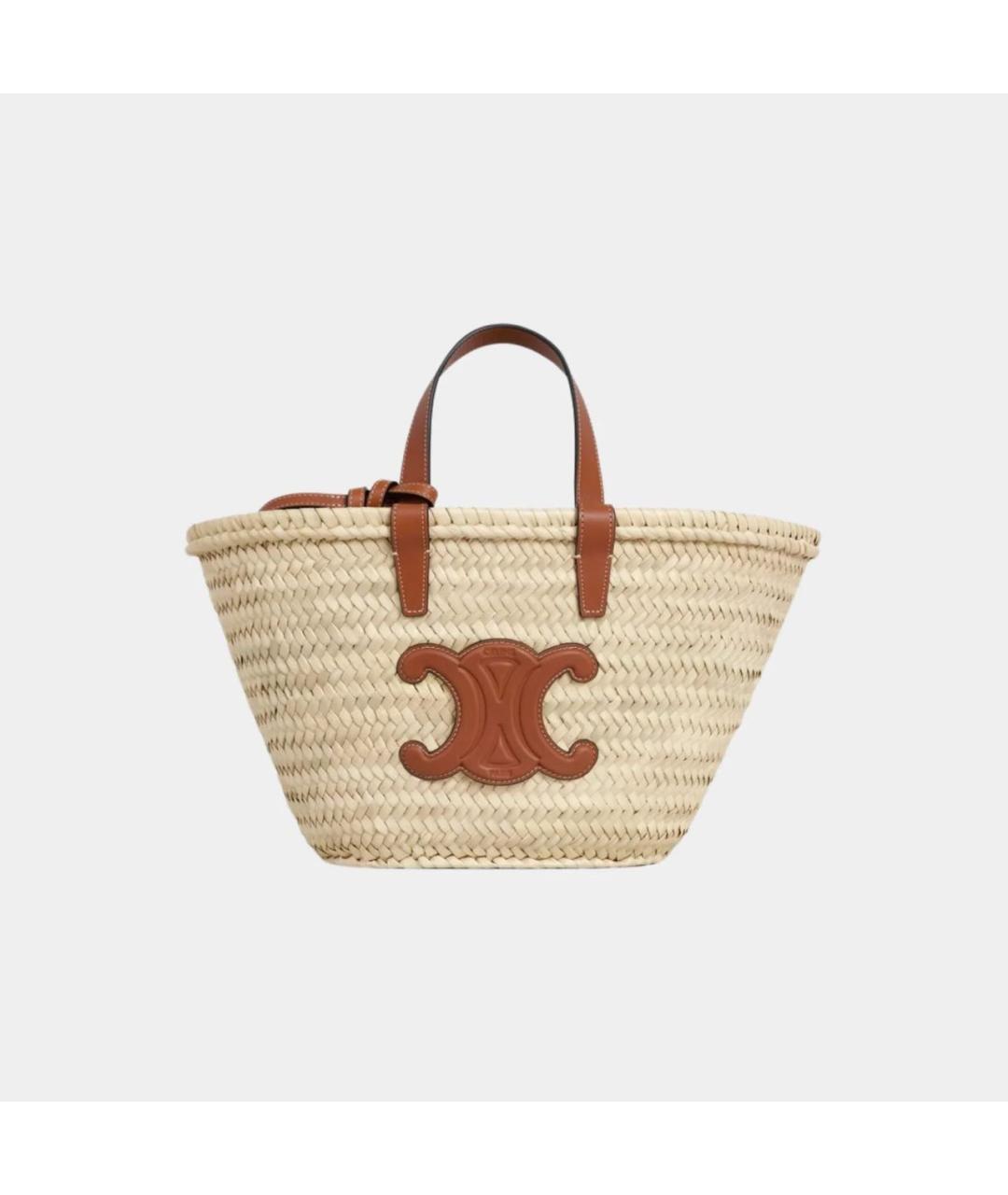 CELINE Бежевая пелетеная пляжная сумка, фото 9