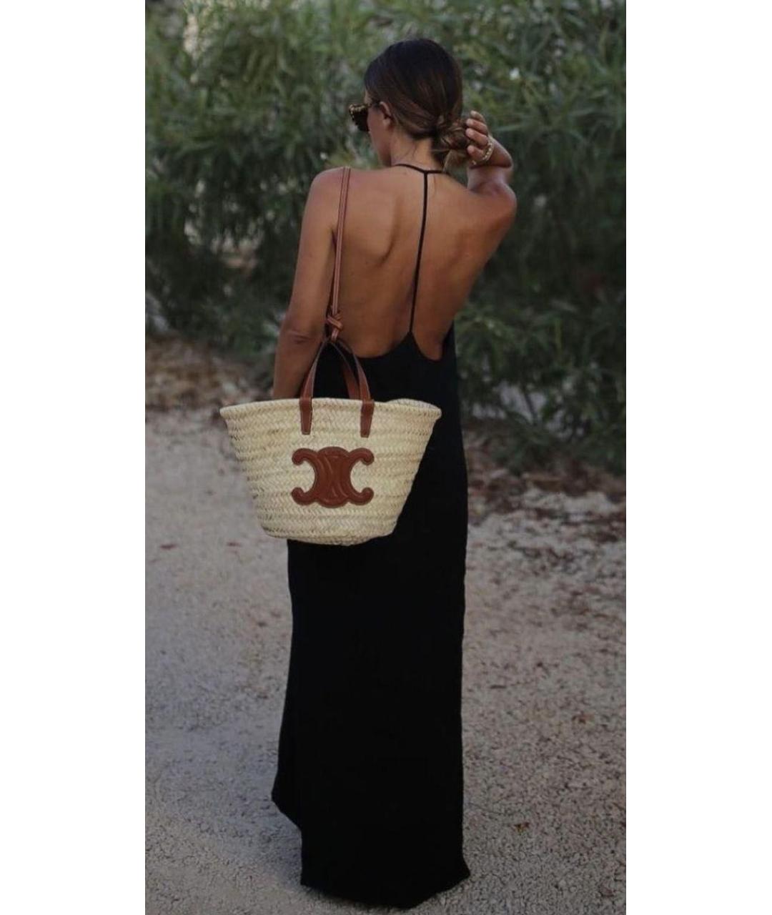 CELINE Бежевая пелетеная пляжная сумка, фото 8