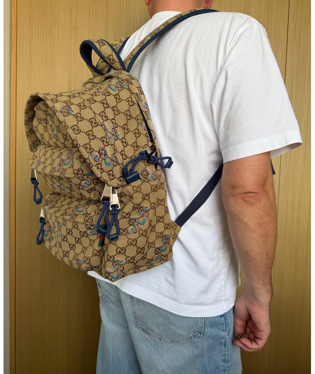 GUCCI Бежевый тканевый рюкзак, фото 7