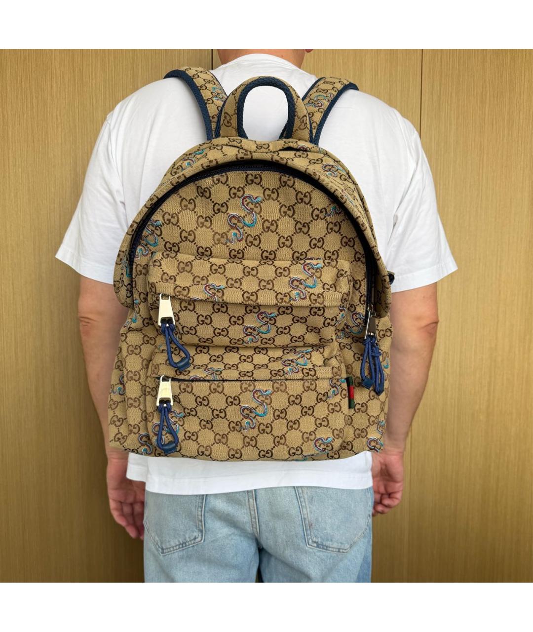 GUCCI Бежевый тканевый рюкзак, фото 2