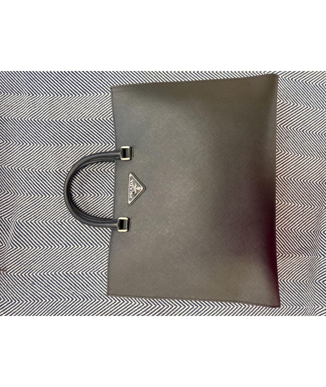 PRADA Черная кожаная сумка тоут, фото 3