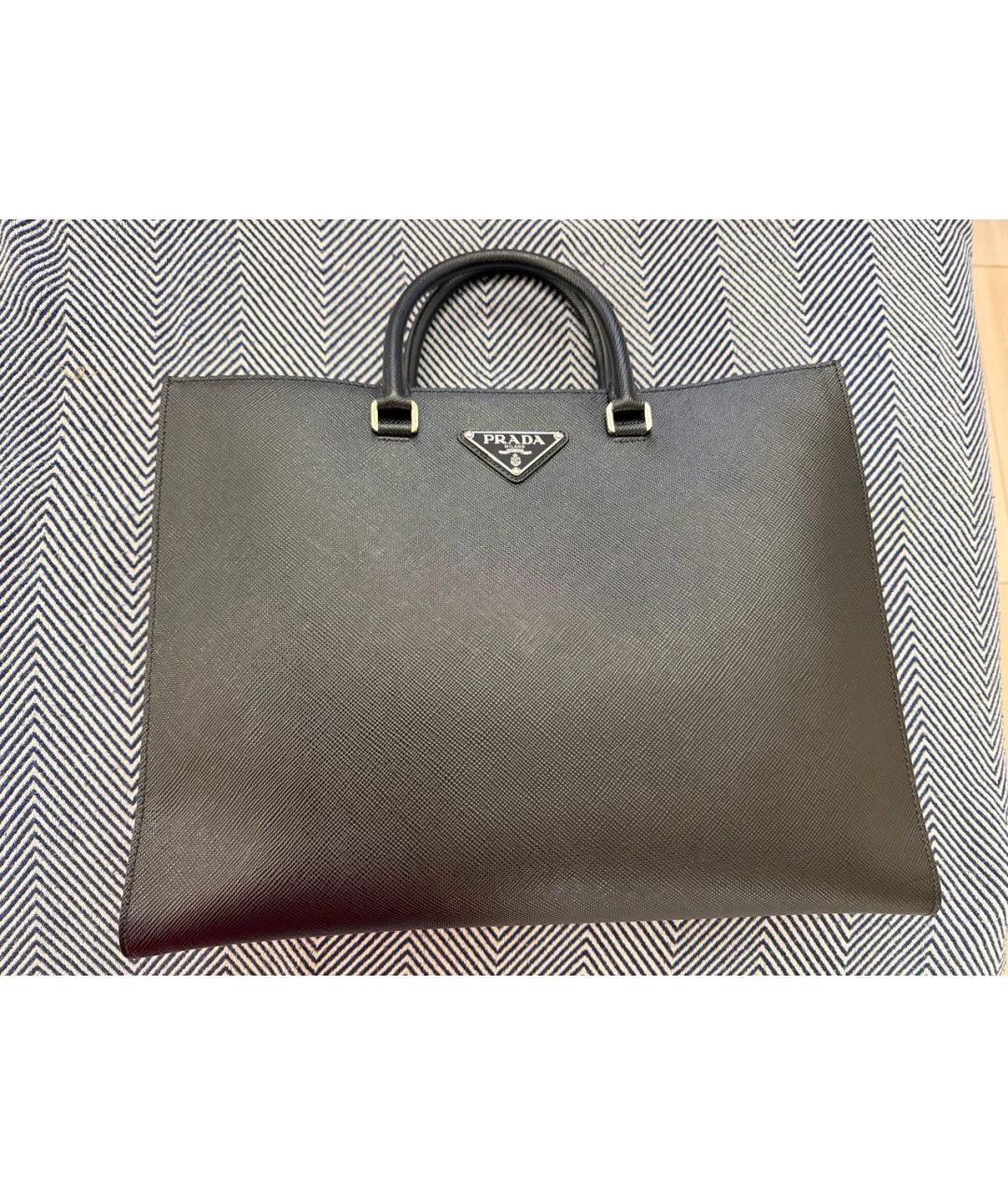 PRADA Черная кожаная сумка тоут, фото 2