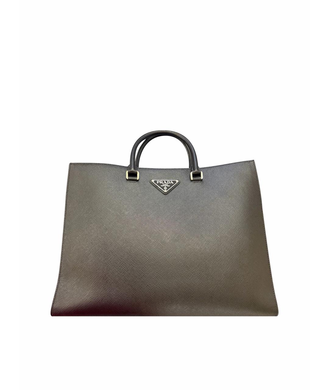 PRADA Черная кожаная сумка тоут, фото 1