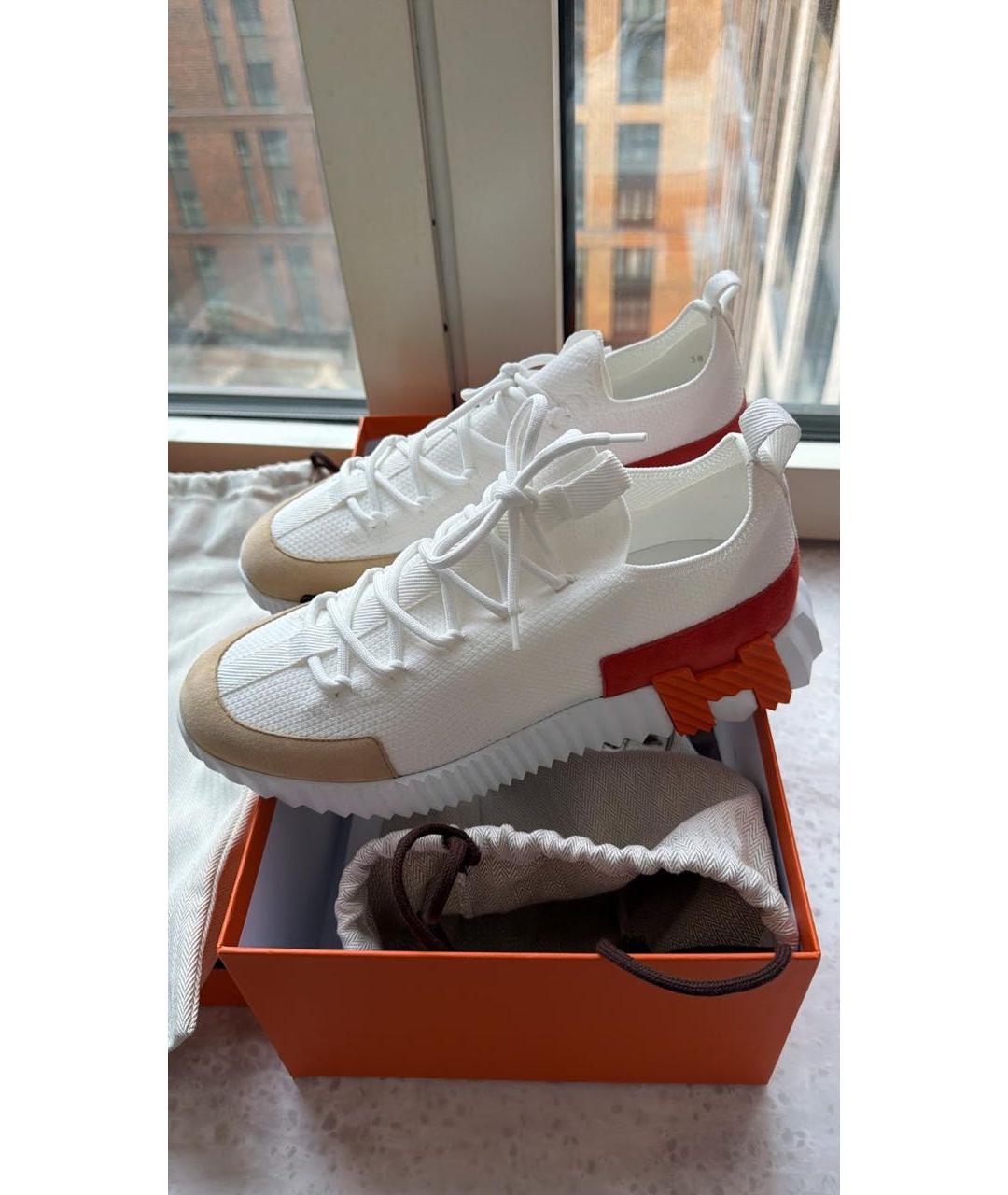 HERMES Белые текстильные кроссовки, фото 2