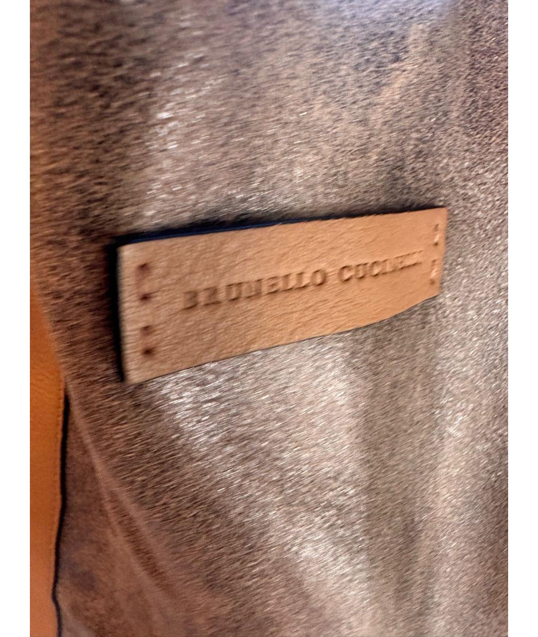 BRUNELLO CUCINELLI Бежевая кожаная сумка тоут, фото 4