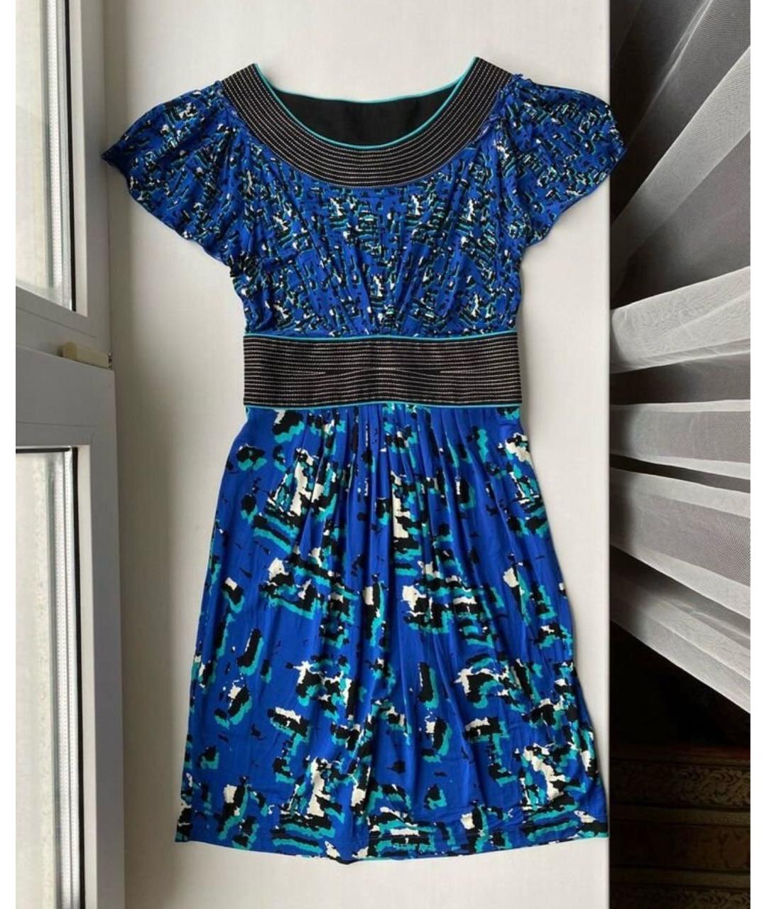 BCBG MAXAZRIA Синее вискозное повседневное платье, фото 6