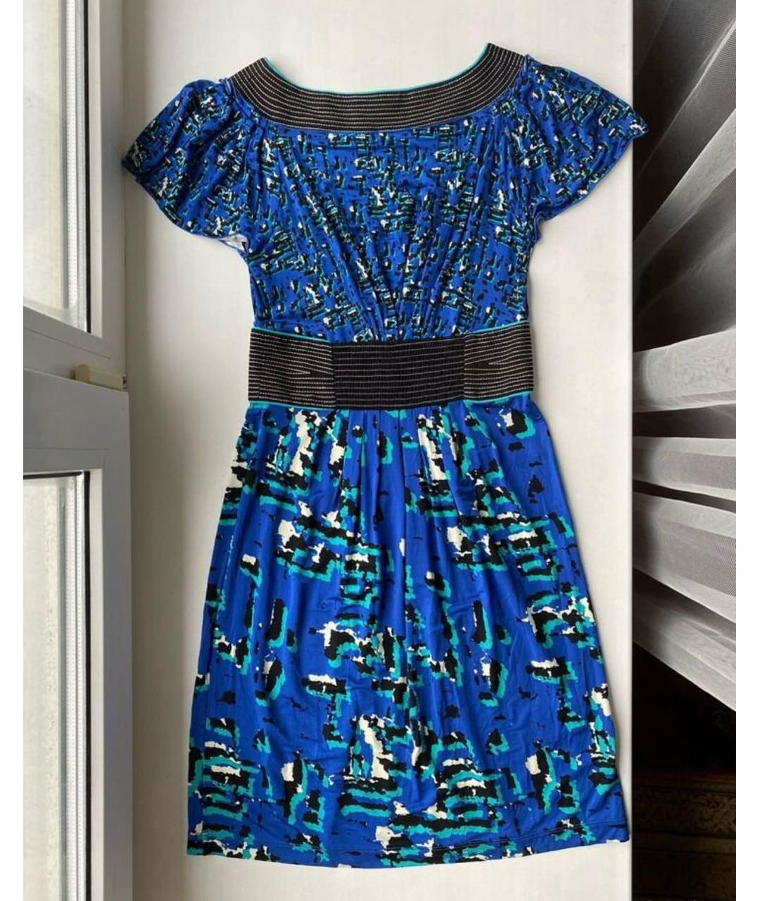 BCBG MAXAZRIA Синее вискозное повседневное платье, фото 2