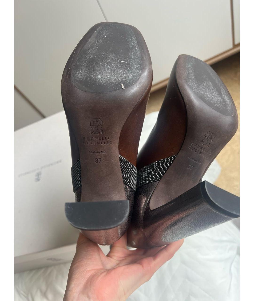 BRUNELLO CUCINELLI Коричневые кожаные ботильоны, фото 5