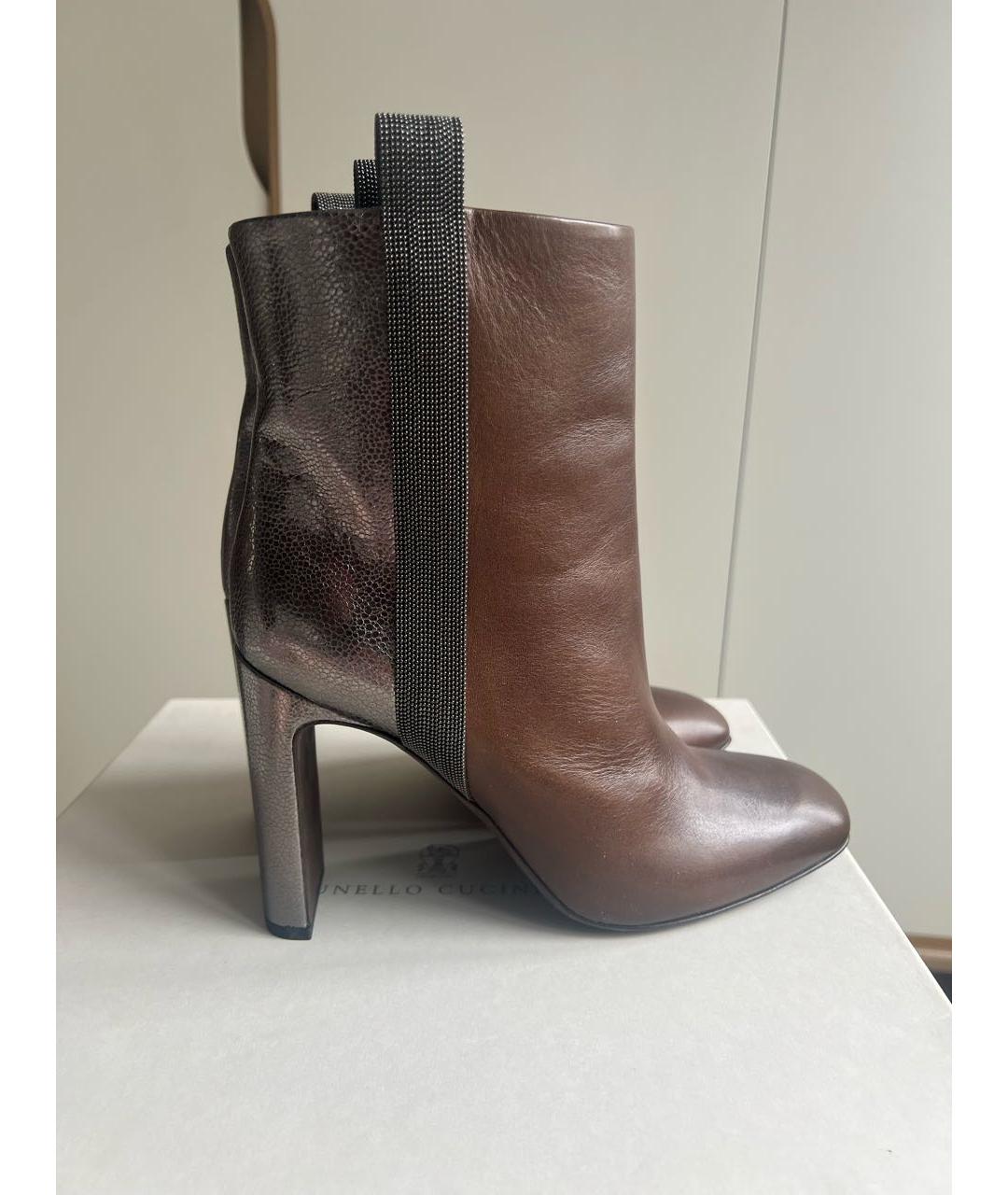 BRUNELLO CUCINELLI Коричневые кожаные ботильоны, фото 8
