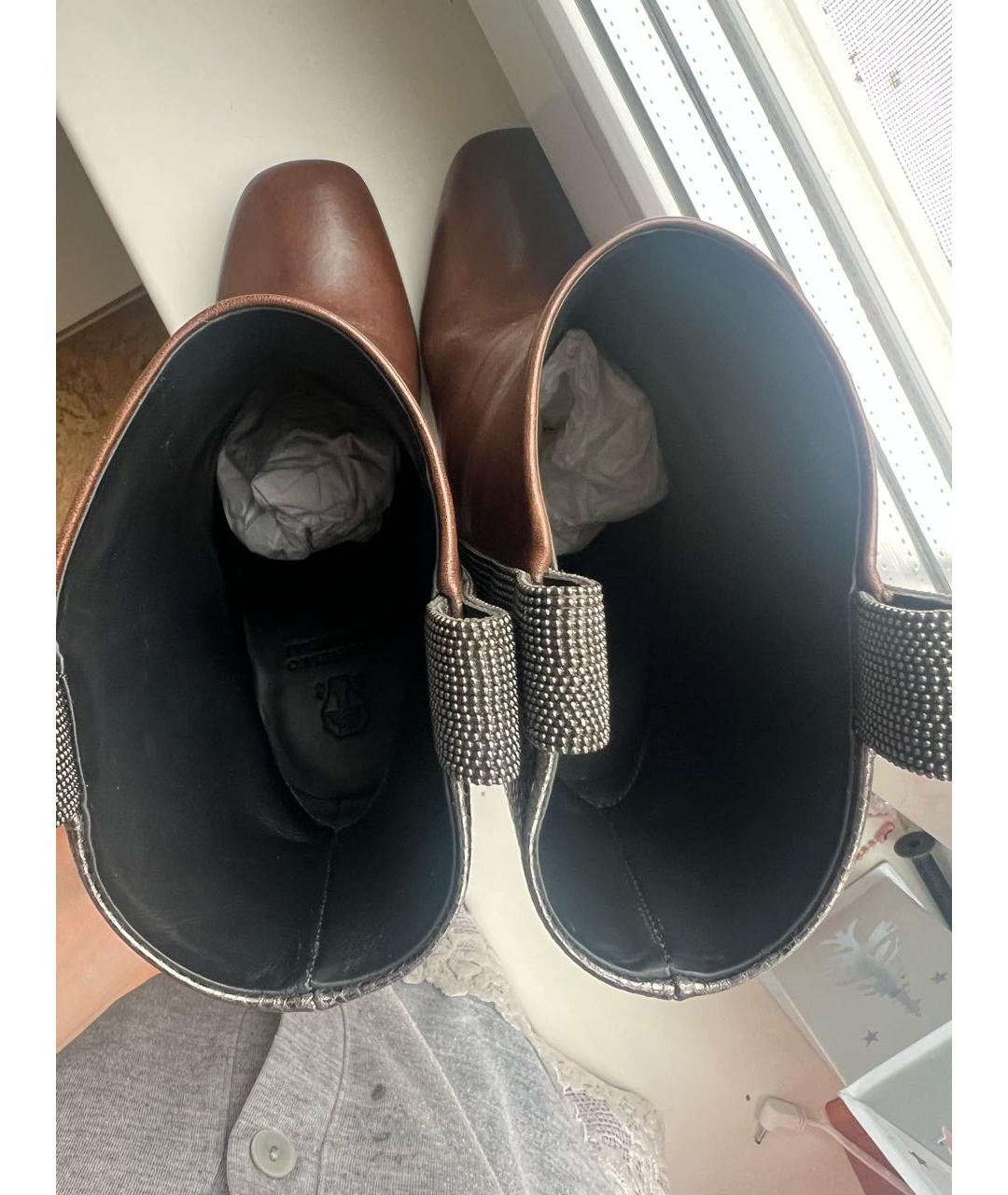 BRUNELLO CUCINELLI Коричневые кожаные ботильоны, фото 3