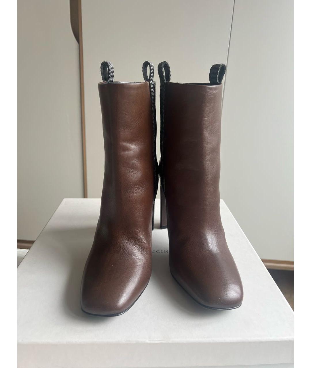 BRUNELLO CUCINELLI Коричневые кожаные ботильоны, фото 2