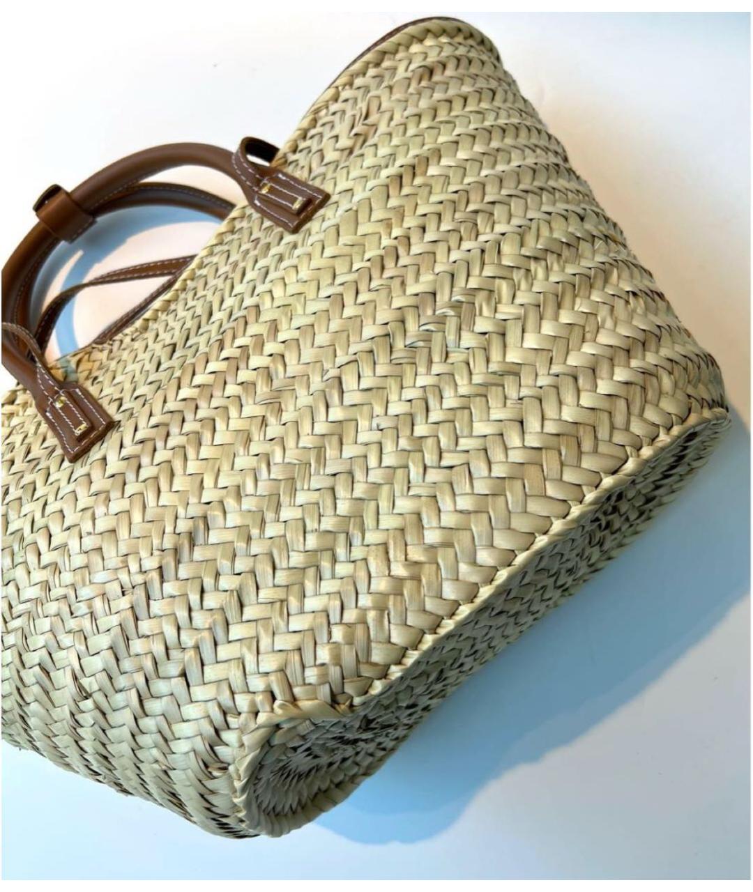 JACQUEMUS Бежевая пелетеная пляжная сумка, фото 6