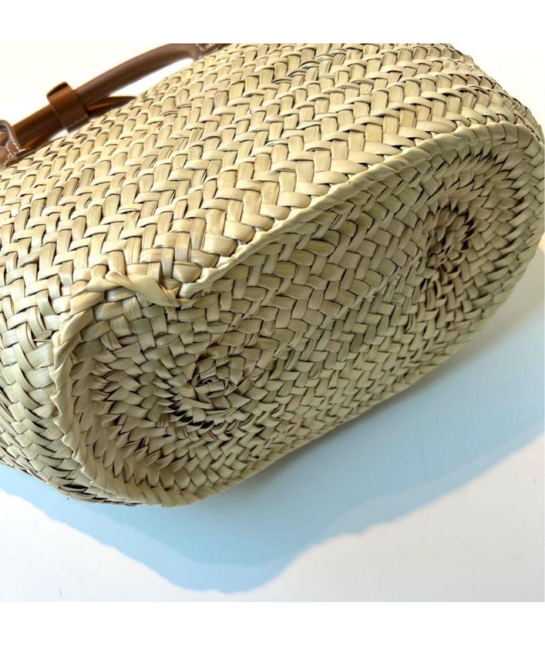 JACQUEMUS Бежевая пелетеная пляжная сумка, фото 4