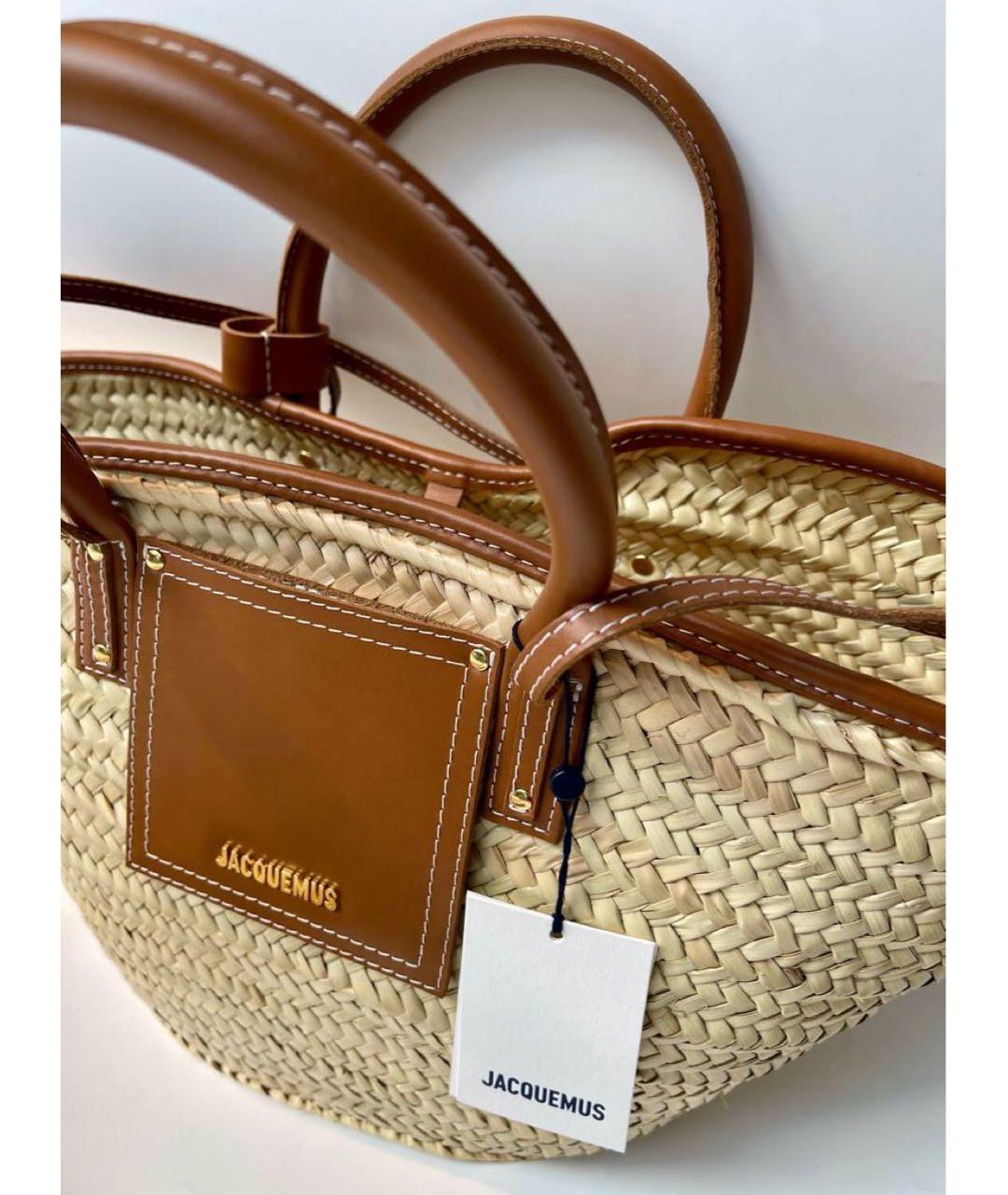JACQUEMUS Бежевая пелетеная пляжная сумка, фото 2