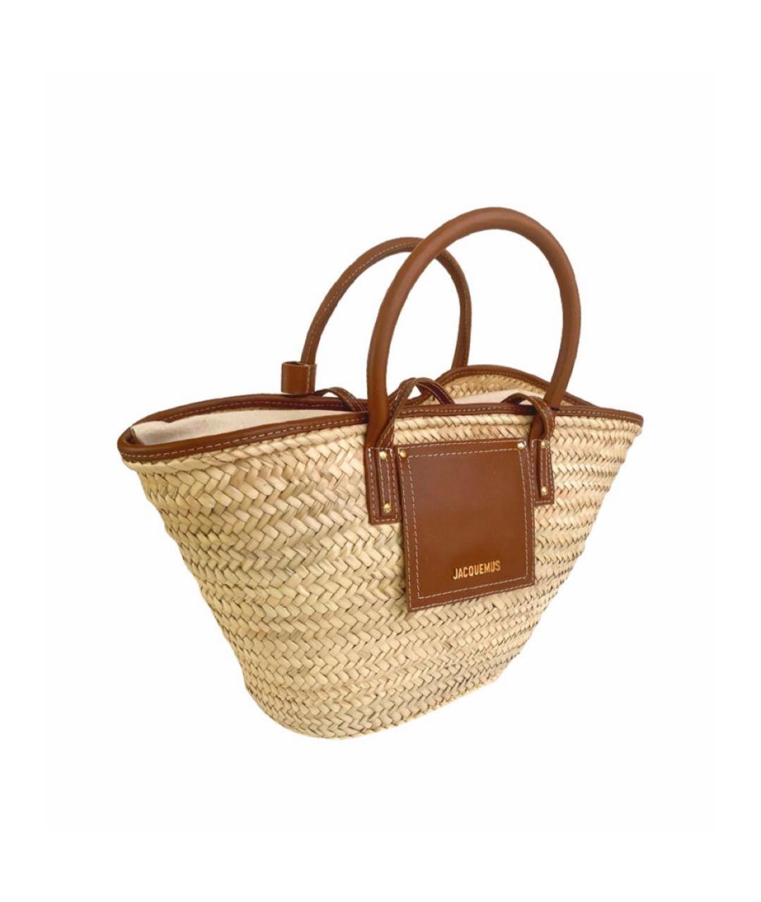 JACQUEMUS Бежевая пелетеная пляжная сумка, фото 1