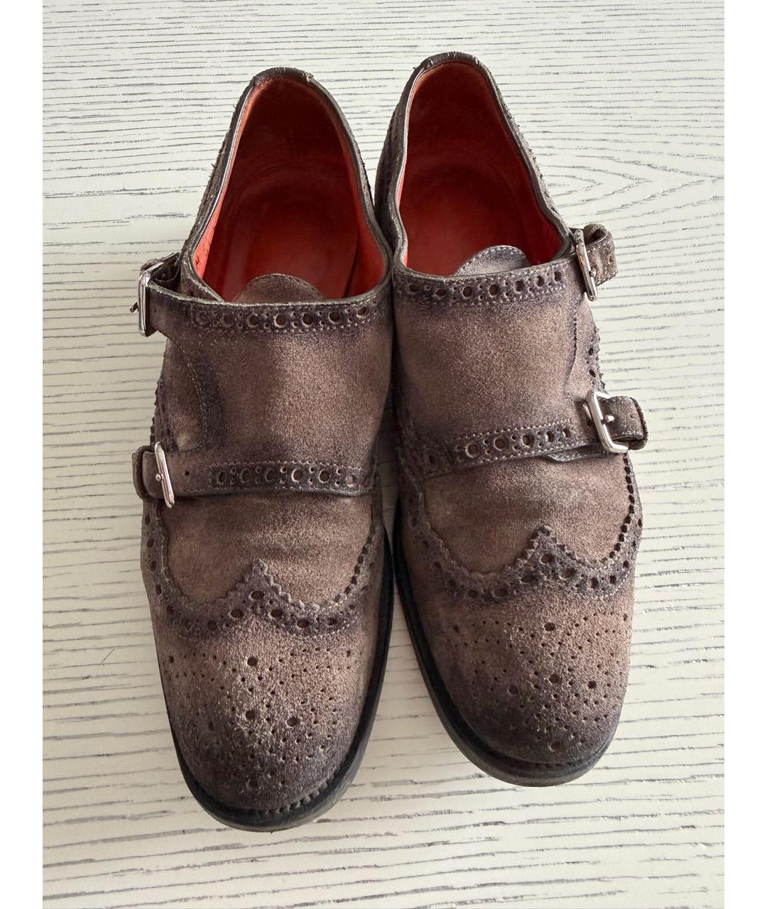 SANTONI Коричневые замшевые лоферы, фото 4