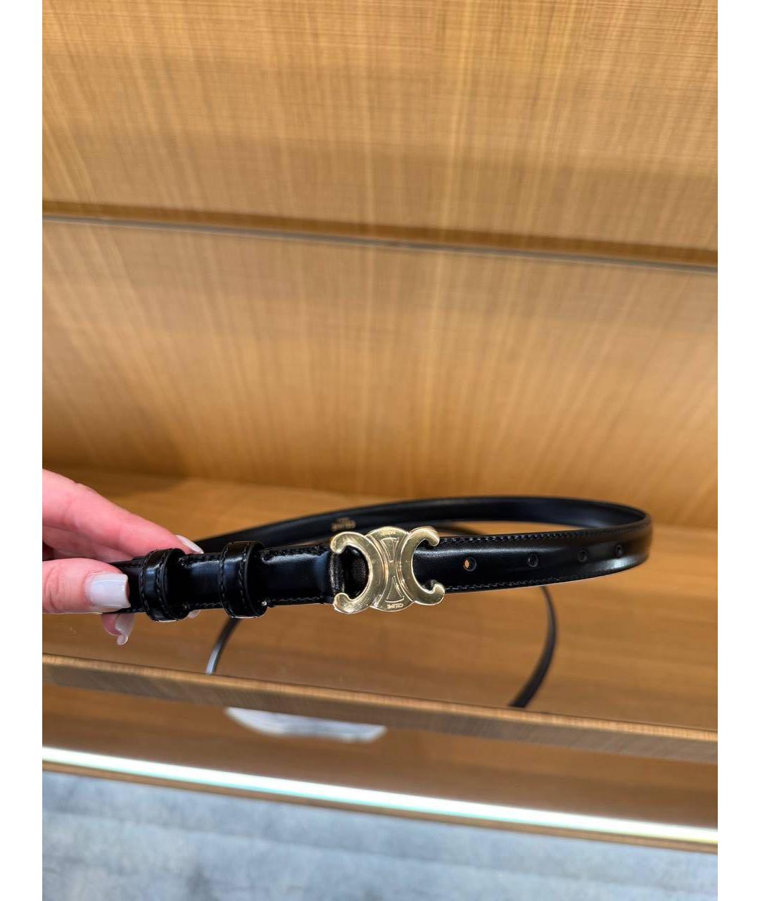 CELINE Черный кожаный ремень, фото 4