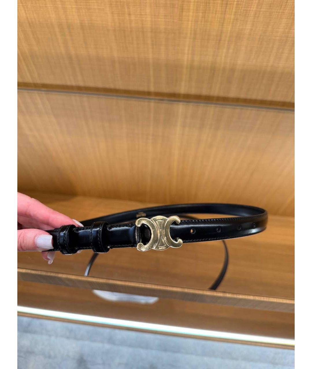CELINE Черный кожаный ремень, фото 5