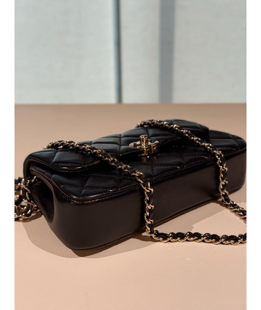 CHANEL Черная кожаная сумка через плечо, фото 7