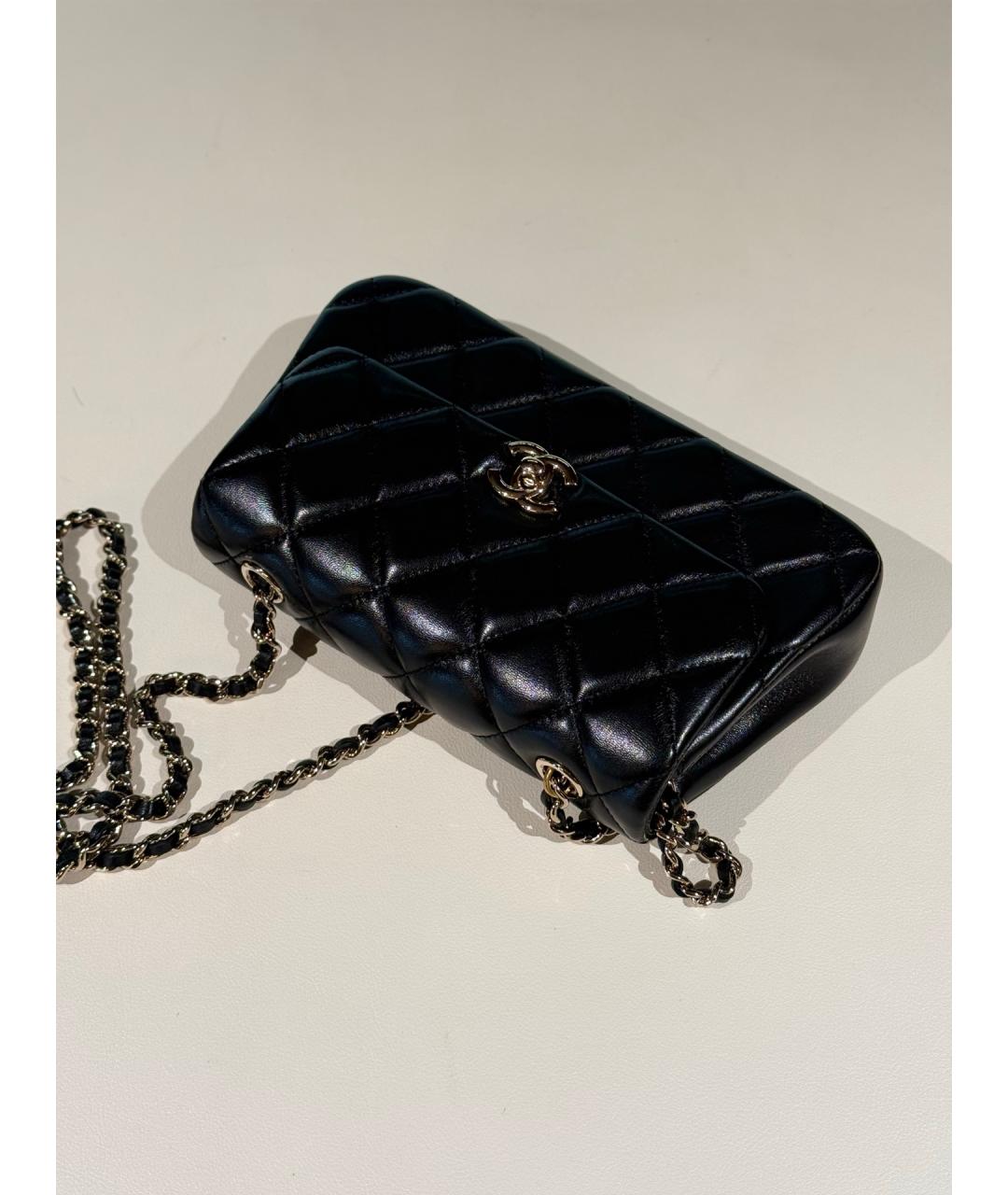 CHANEL Черная кожаная сумка через плечо, фото 6