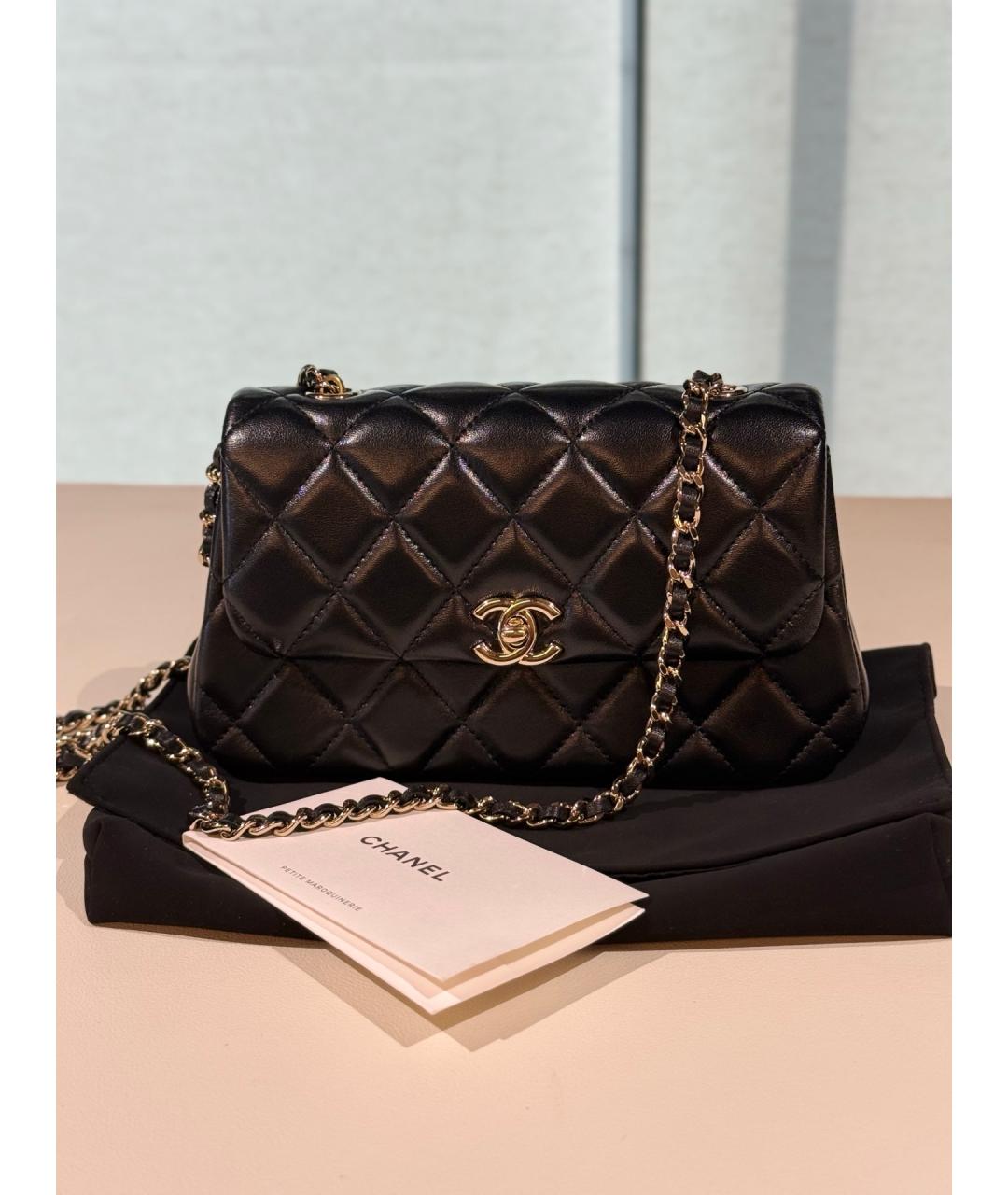 CHANEL Черная кожаная сумка через плечо, фото 2